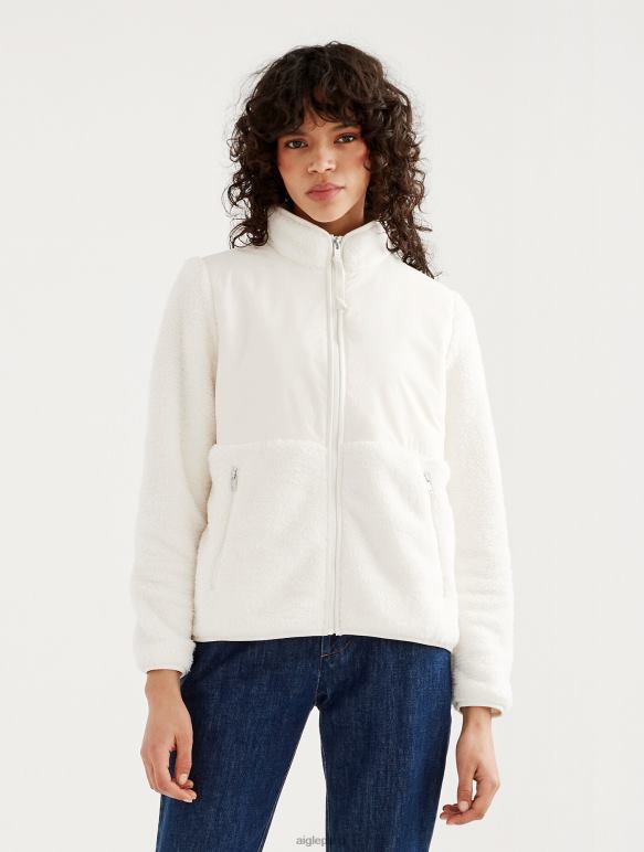 femmes lait je Aigle veste polaire sherpa confortable à fermeture éclair vêtements 2F486577 femmes lait je Aigle veste polaire sherpa confortable à fermeture éclair vêtements 2F486577