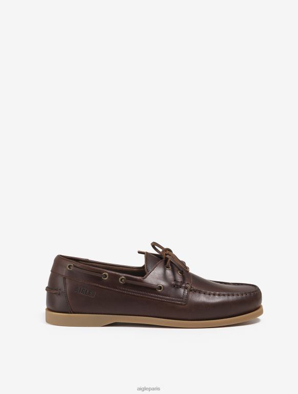 Hommes marron Aigle chaussure bateau en cuir chaussures 2F486329