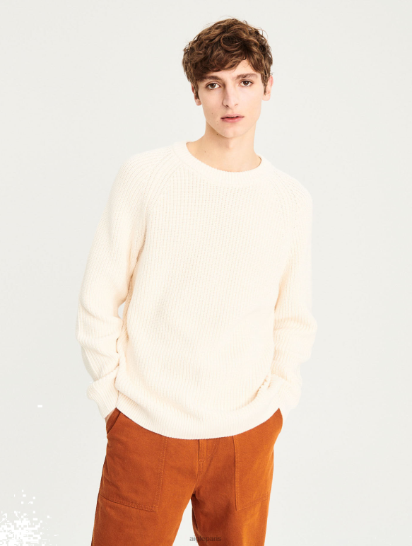 Hommes lait Aigle pull d'inspiration marine en coton biologique vêtements 2F486130 Hommes lait Aigle pull d'inspiration marine en coton biologique vêtements 2F486130