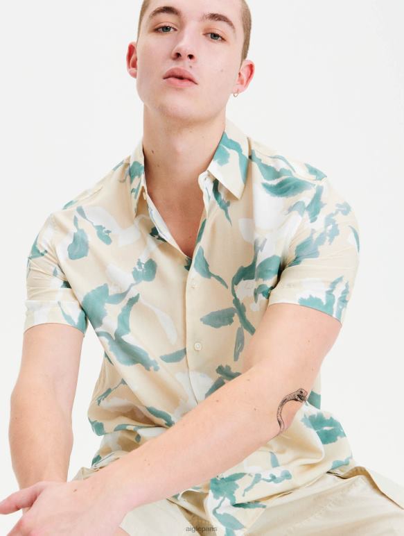 Hommes bisque pr Aigle chemise à manches courtes coupe droite vêtements 2F48667 Hommes bisque pr Aigle chemise à manches courtes coupe droite vêtements 2F48667