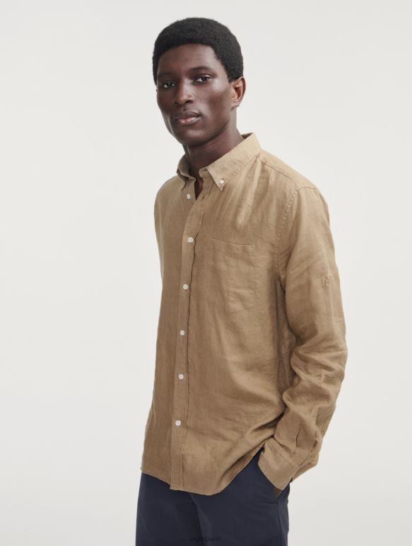 Hommes cappuccino Aigle chemise à manches longues en lin vêtements 2F48666 Hommes cappuccino Aigle chemise à manches longues en lin vêtements 2F48666