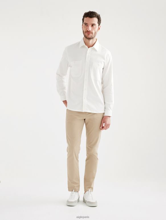Hommes lait Aigle surchemise à manches longues en coton/lin vêtements 2F486126 Hommes lait Aigle surchemise à manches longues en coton/lin vêtements 2F486126