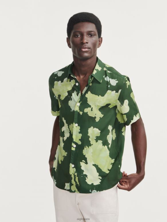Hommes pr botanique Aigle chemise à manches courtes imprimée en lyocell vêtements 2F486120 Hommes pr botanique Aigle chemise à manches courtes imprimée en lyocell vêtements 2F486120