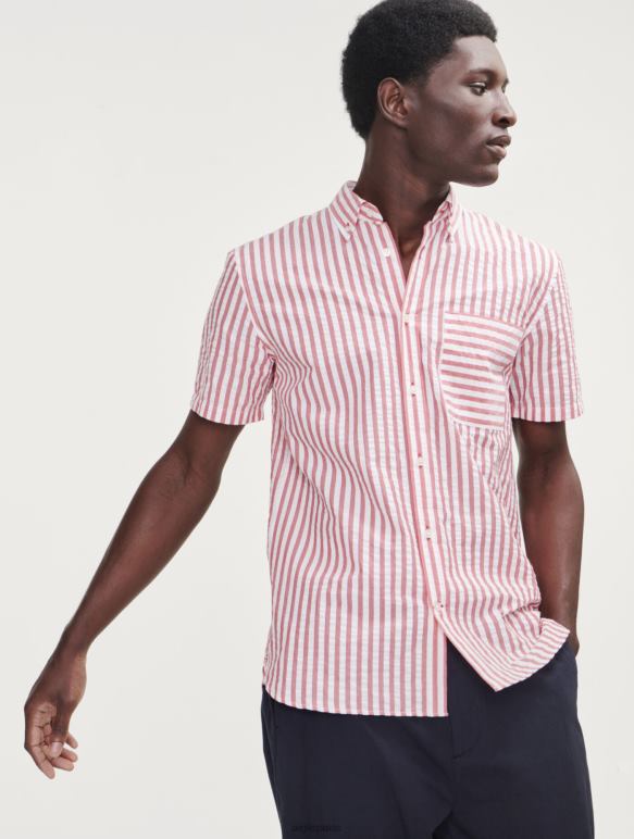 Hommes rue rouge Aigle chemise à manches courtes rayée en seersucker vêtements 2F48673 Hommes rue rouge Aigle chemise à manches courtes rayée en seersucker vêtements 2F48673