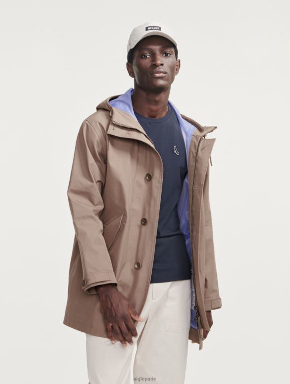 Hommes cappuccino Aigle parka mtd mi-longue à capuche vêtements 2F486222 Hommes cappuccino Aigle parka mtd mi-longue à capuche vêtements 2F486222