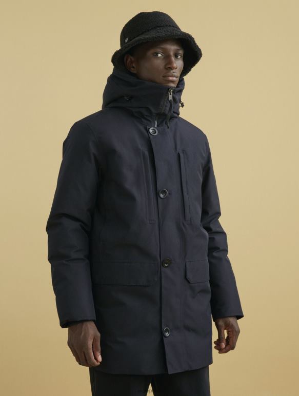Hommes noir Aigle parka longue à capuche en gore-tex vêtements 2F486194 Hommes noir Aigle parka longue à capuche en gore-tex vêtements 2F486194