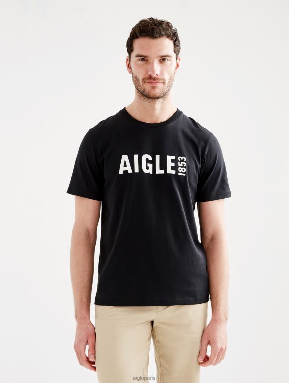 Hommes noir Aigle t-shirt imprimé à col rond en pyratex vêtements 2F48669 Hommes noir Aigle t-shirt imprimé à col rond en pyratex vêtements 2F48669