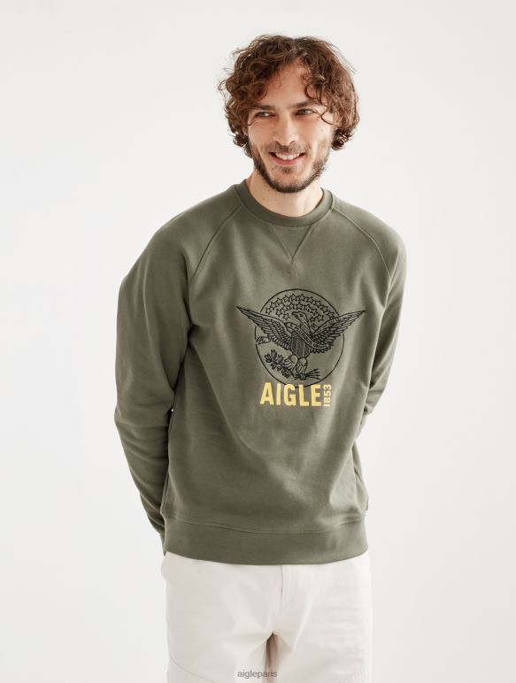 Hommes taillis Aigle sweat-shirt à col rond brodé vêtements 2F48680 Hommes taillis Aigle sweat-shirt à col rond brodé vêtements 2F48680